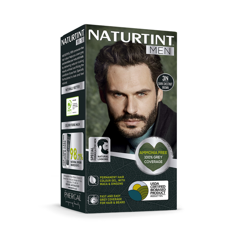Naturtint Men Hair Colour Gel 3N Dark Chestnut Brown 170ml, UK version