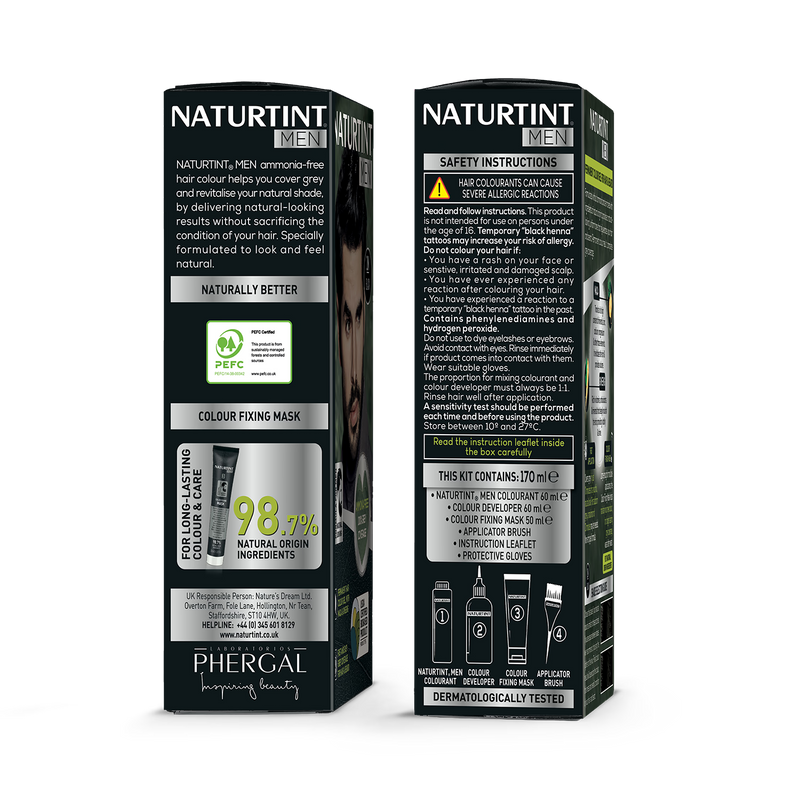 Naturtint Men Hair Colour Gel 3N Dark Chestnut Brown 170ml, UK version