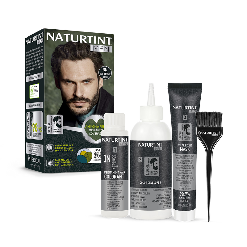 Naturtint Men Hair Colour Gel 3N Dark Chestnut Brown 170ml, UK version