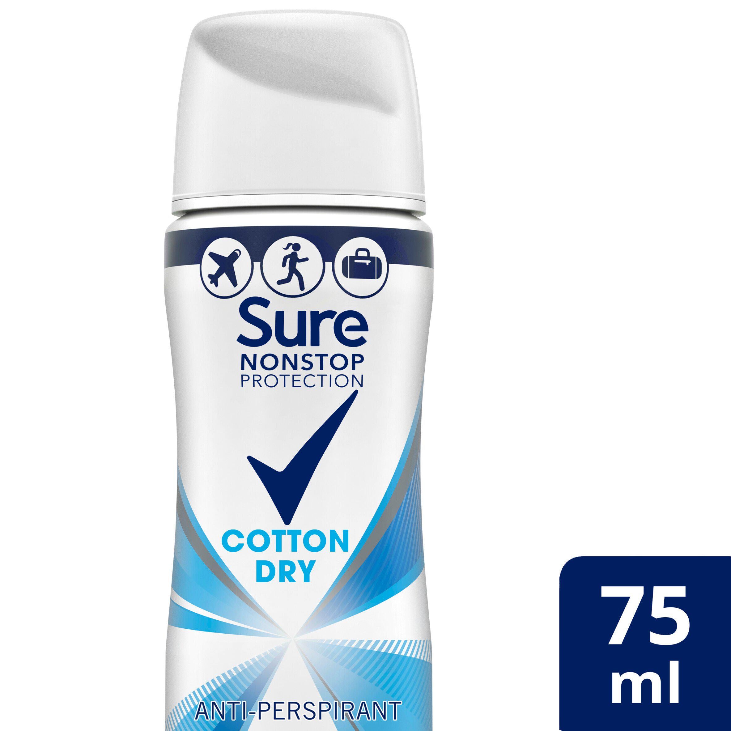 Sure Cotton Dry Nonstop Protection Compressed Anti perspirant Aerosol 75ml GOODS Sainsburys   