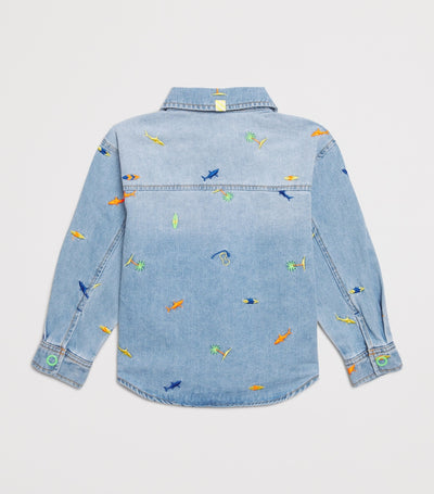 Chemise en jean brodée avec motif tropical pour enfants Harrods, 4-10 ans - Acheter en ligne sur McGrocer