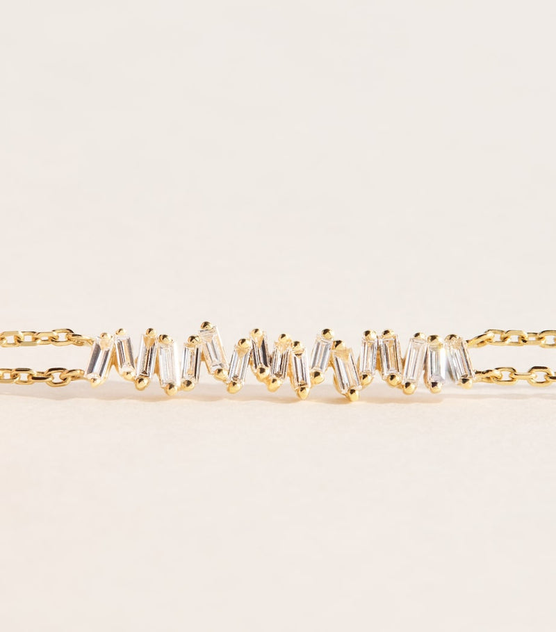 Suzanne Kalan yellow gold diamond classic bar bracelet - British product
