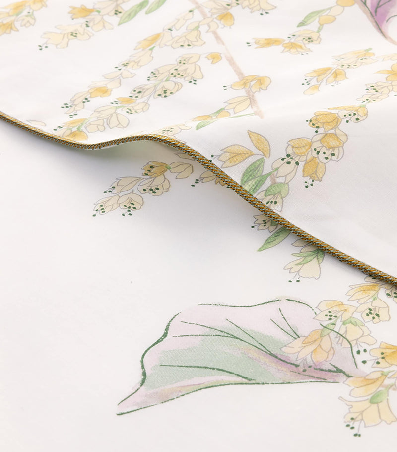 Yves Delorme Super King Flat Sheet with Spring Print, 270cm x 295cm (British brand)