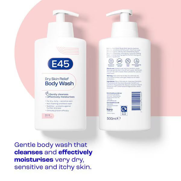 E45 Body Wash Dry Skin Relief 500ml - British product