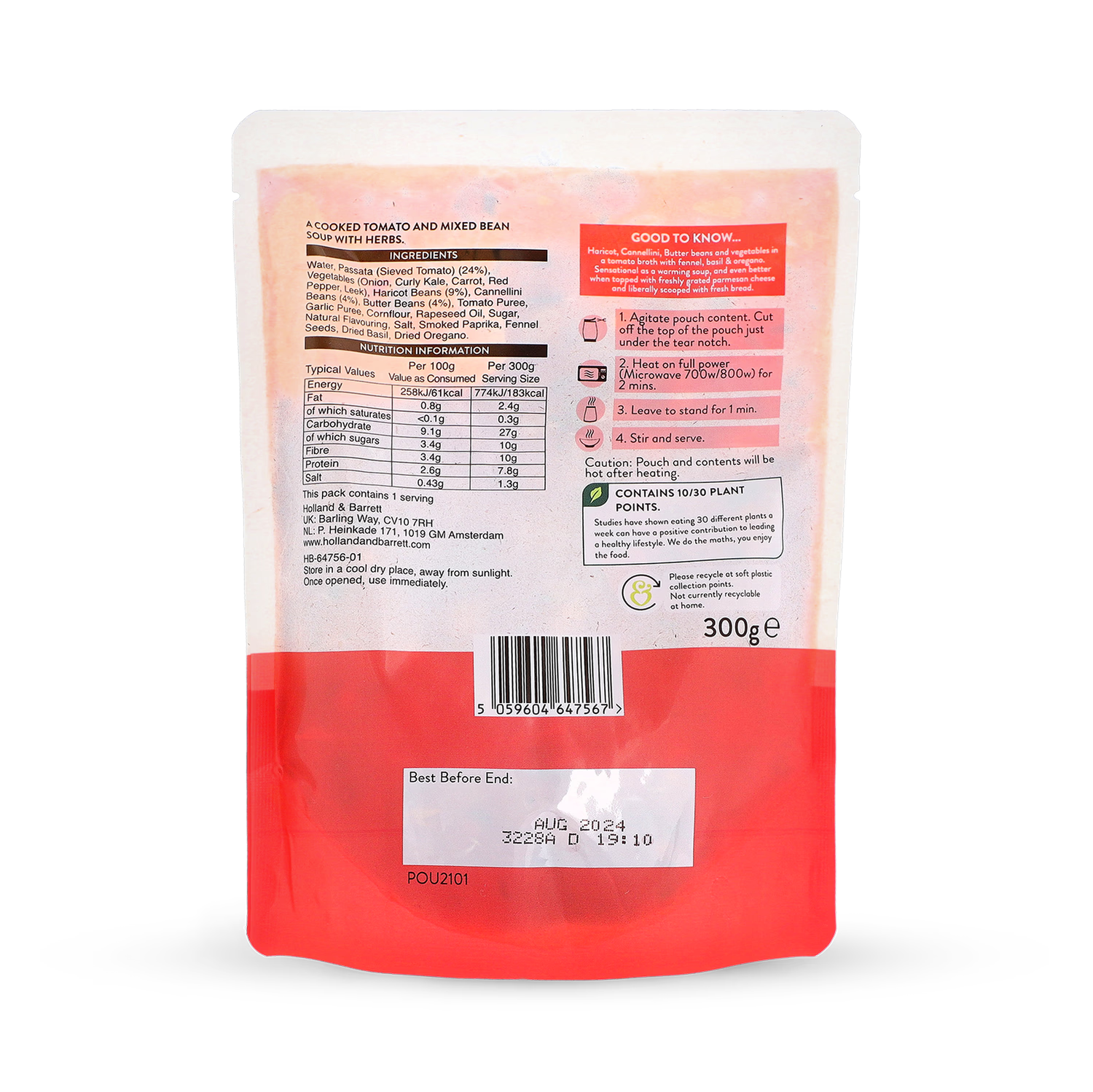 Holland & Barrett Tomato bean herb soup 300g, UK version