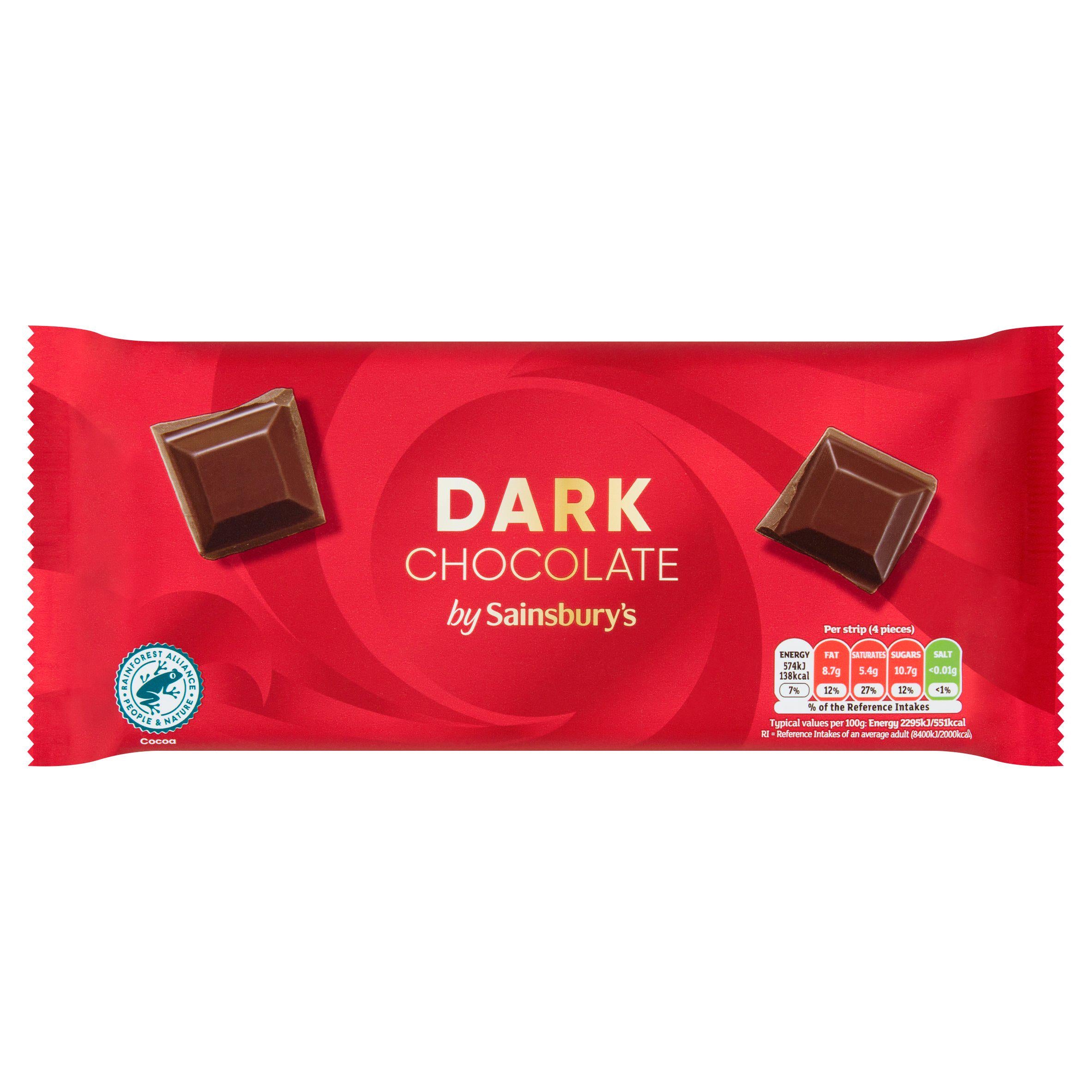 Sainsbury's Dark Chocolate 200g Block chocolate bars Sainsburys   