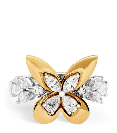 Harrods Yeprem Yellow Gold and Diamond Butterfly Ring Jewelry- Buy online at McGrocer