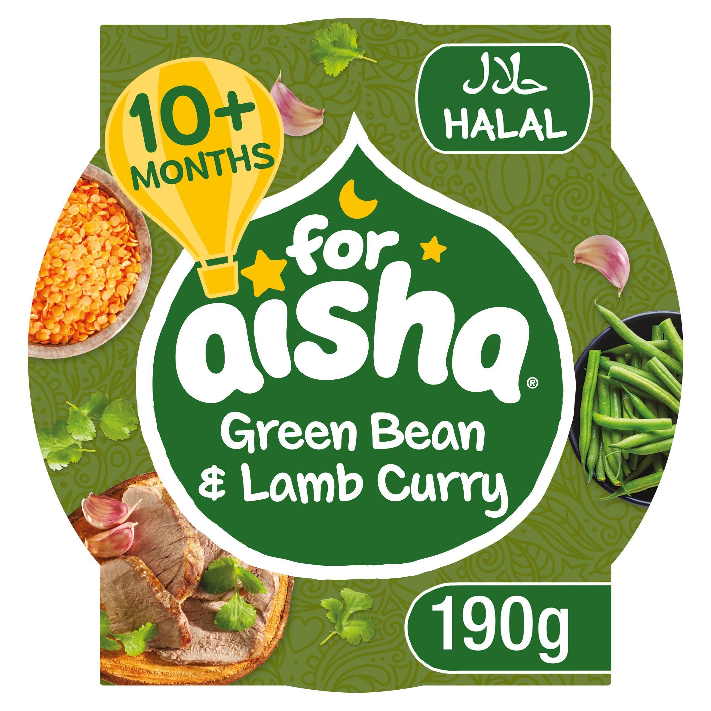 For Aisha Green Bean & Lamb Curry 10months+ 190g baby meals Sainsburys   