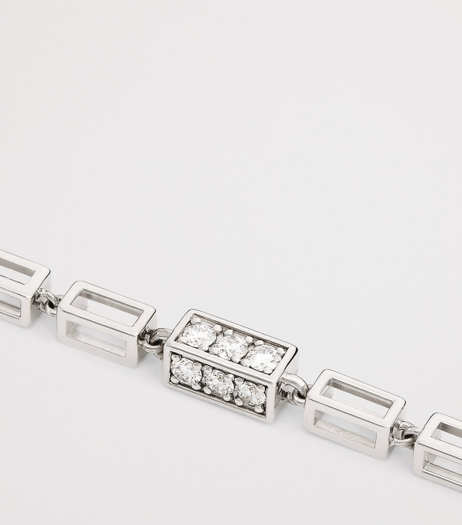 Suzanne Kalan white gold diamond large block chain bracelet - British product