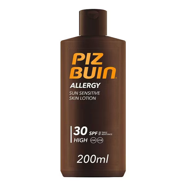 Piz Buin sun cream sensitive skin lotion 200ml , UK version