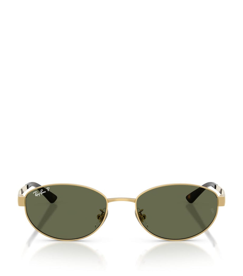 Ray-Ban RB3774D metal oval sunglasses gold-tone, imported from the UK