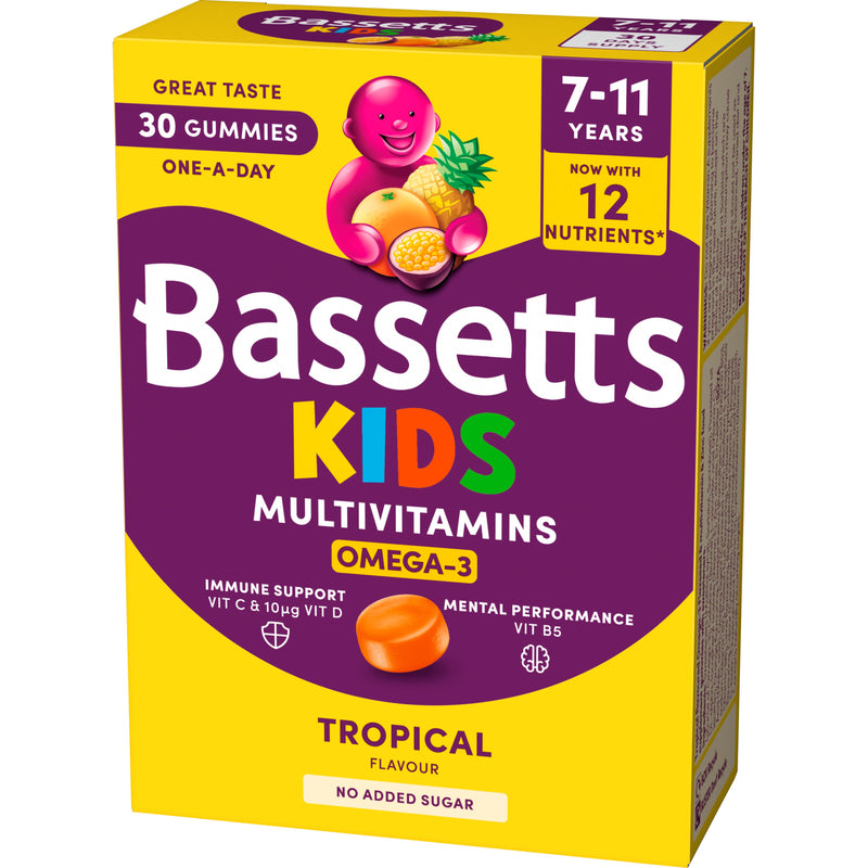 Bassetts Omega 3 tropical gummies 30 pack, imported from the UK
