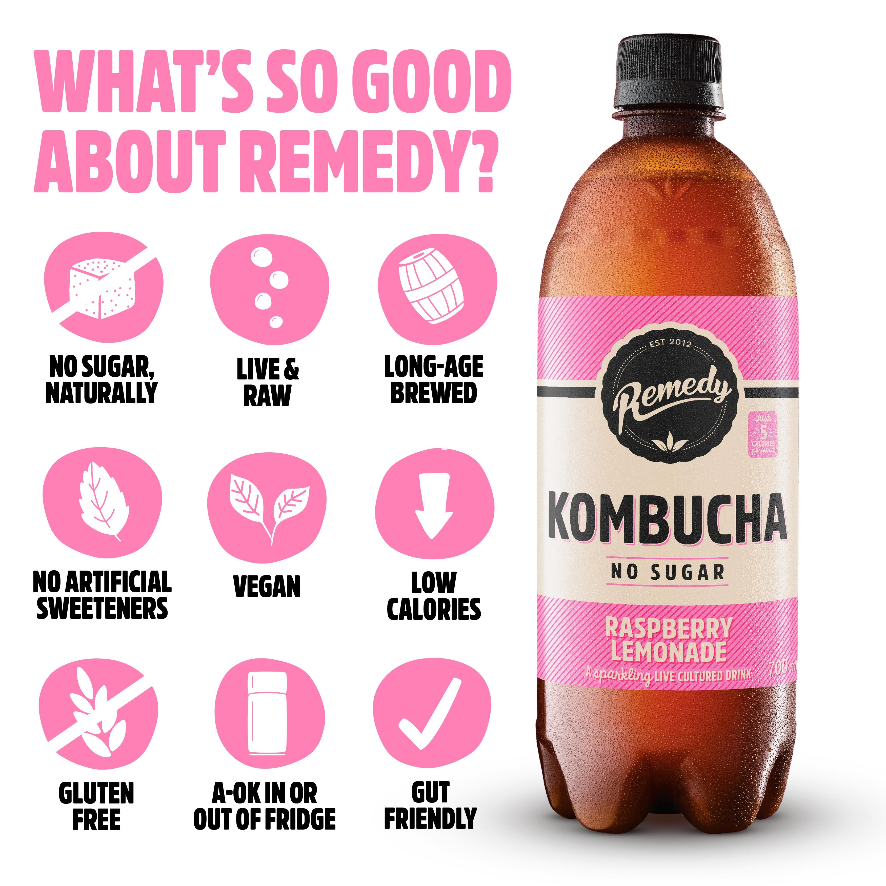 Remedy kombucha raspberry lemonade 1L (British brand)