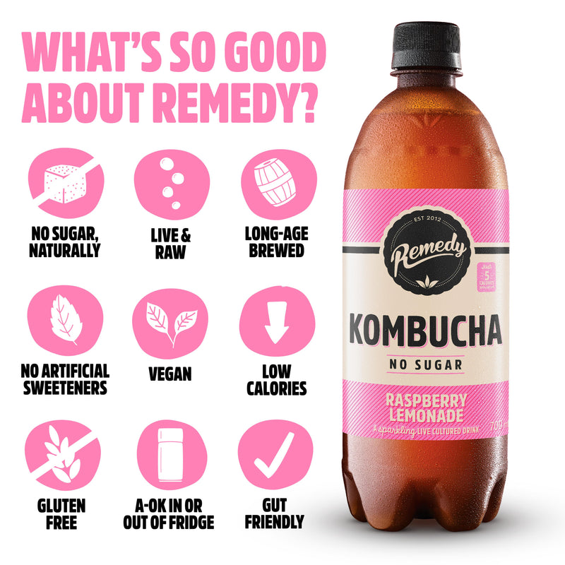 Remedy kombucha raspberry lemonade 1L (British brand)