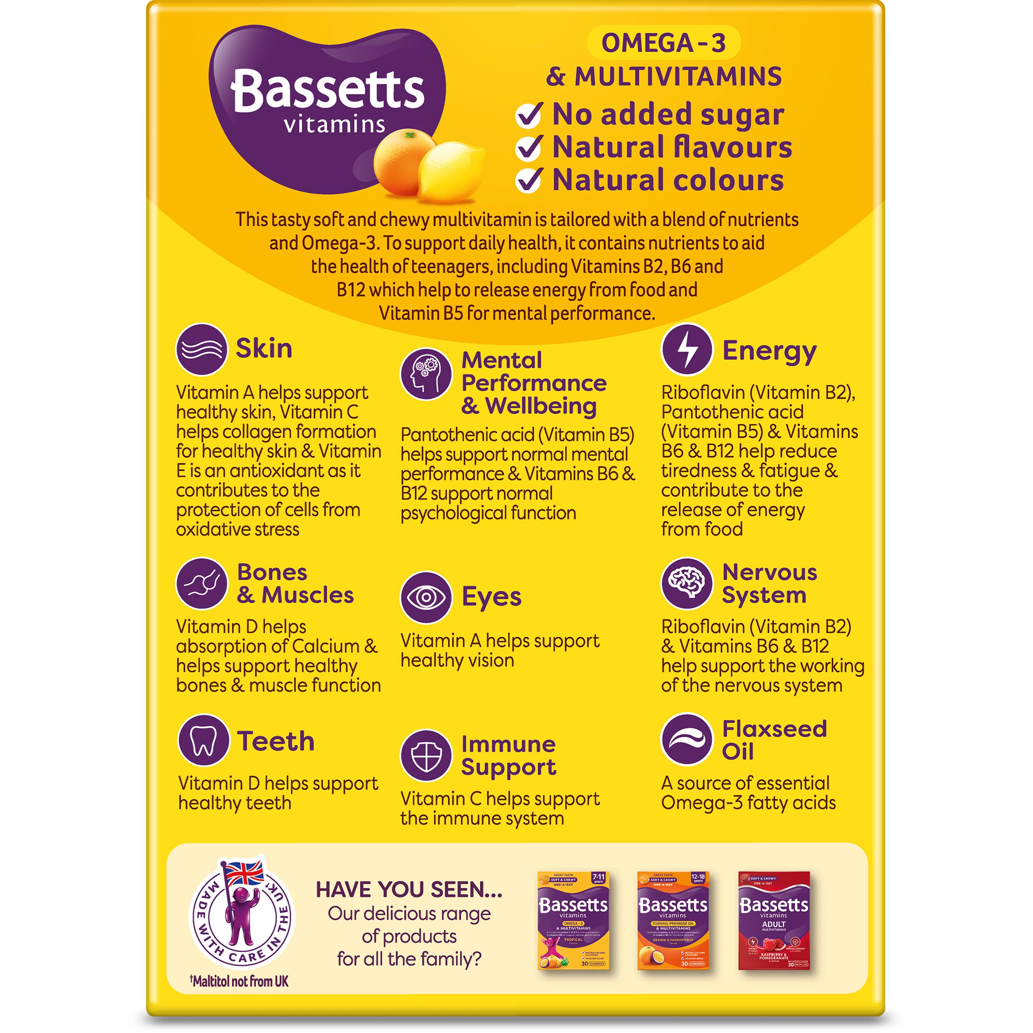 Bassetts Vitamins Omega-3 multivitamin soft chewies 30 pack - British product
