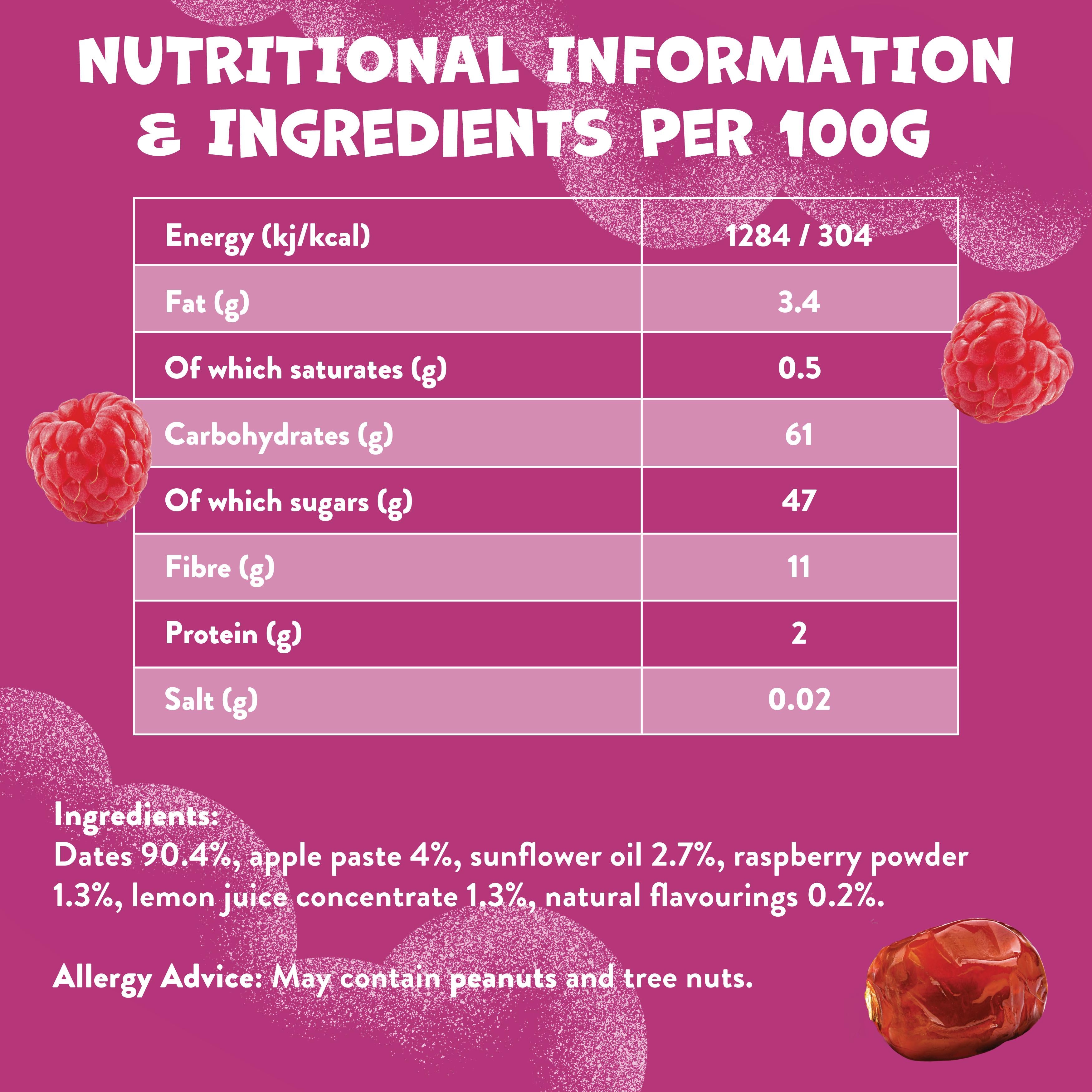 Goodies raspberry date fruit bars multipack 5x20g - British product