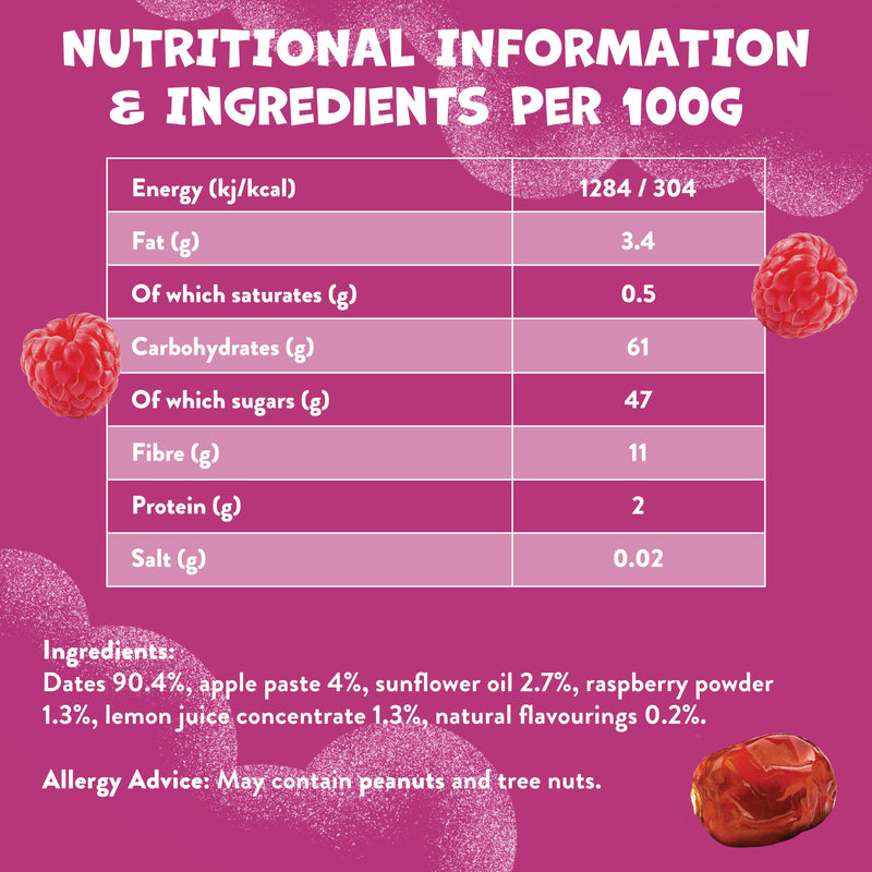 Goodies raspberry date fruit bars multipack 5x20g - British product