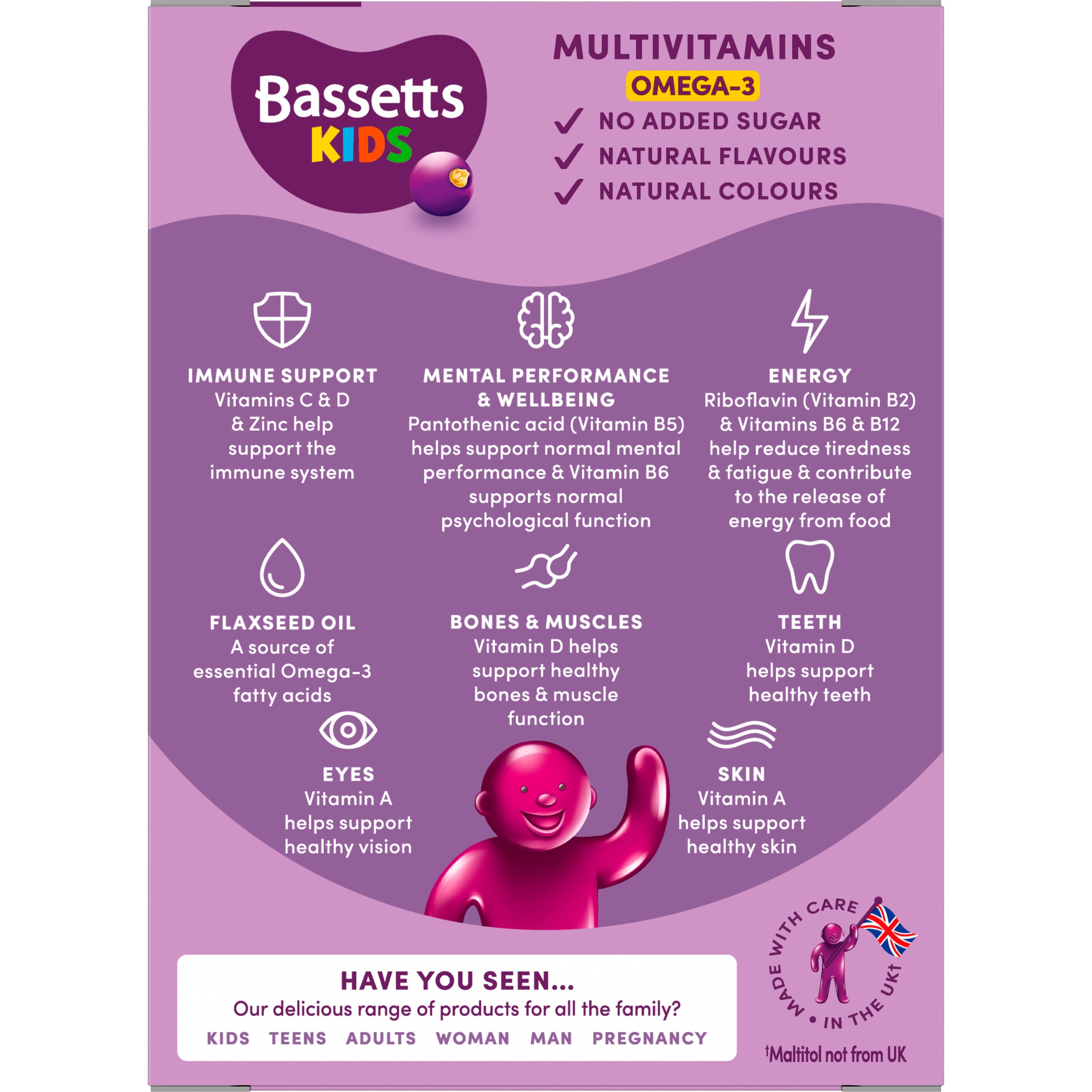 Bassetts kids multivitamin gummies blackcurrant 30 count - British product