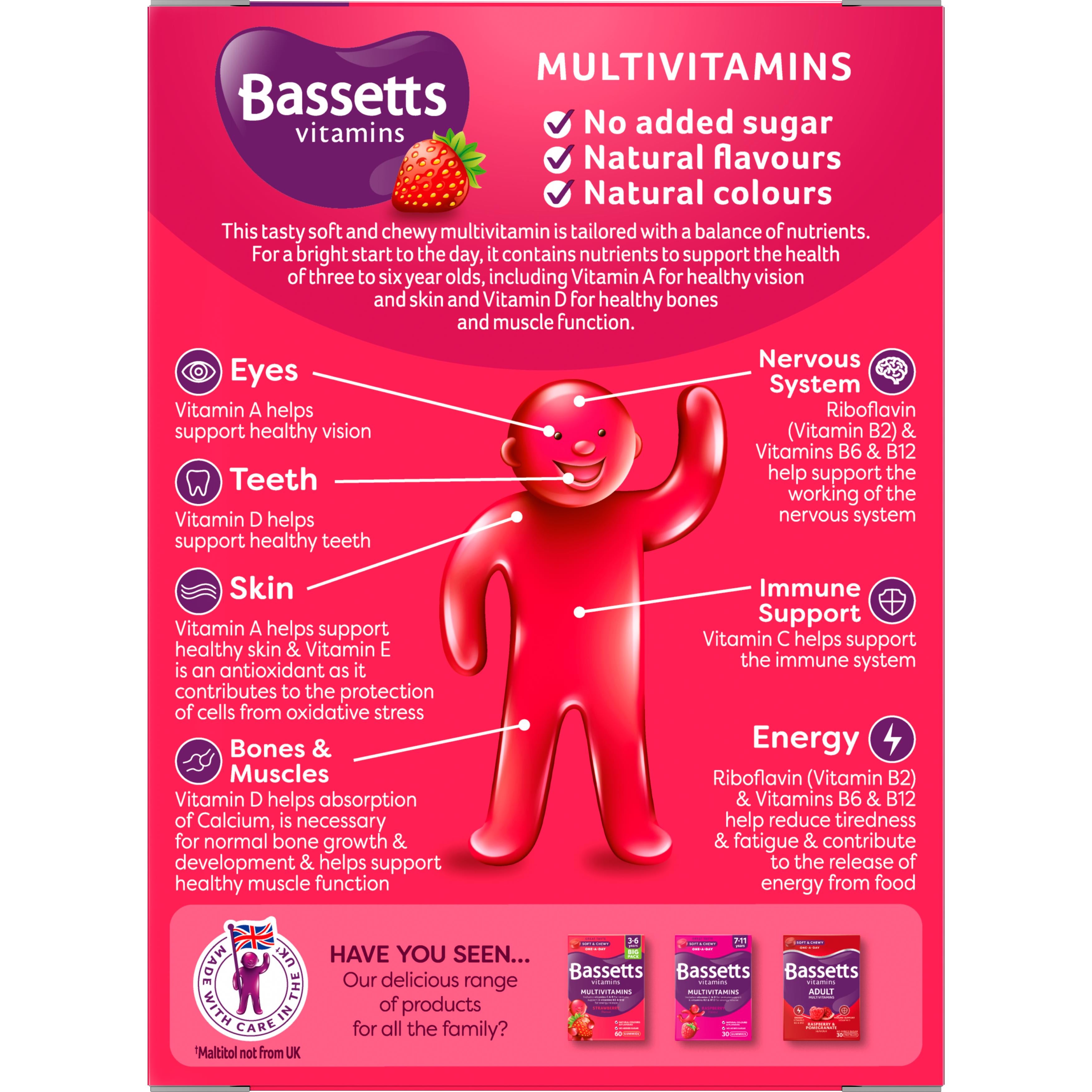 Bassetts Vitamins multivitamin gummies strawberry 60 pack - British product
