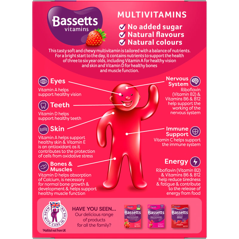 Bassetts Vitamins multivitamin gummies strawberry 60 pack - British product