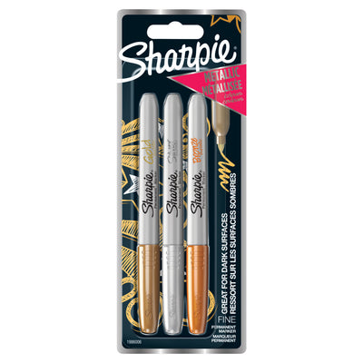 ASDA Sharpie Metallic Permanent Markers Fine Tip (Gold, Silver, Bronze)- Buy online at McGrocer