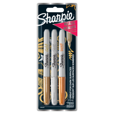 Sharpie Permanent Markers Metallic 3 Pack, UK version