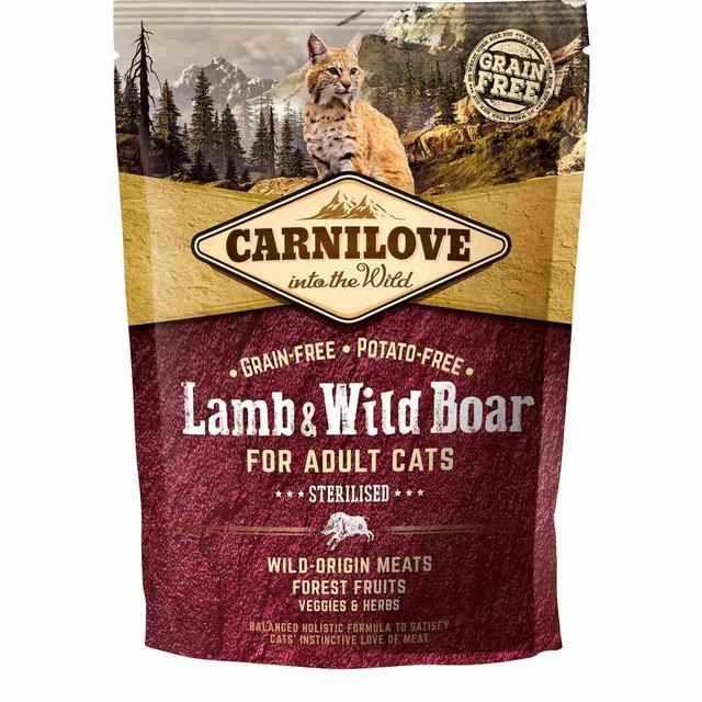 Carnilove Grain Free Adult Lamb & Wild Boar Sterilised Dry Cat Food   400g GOODS M&S   