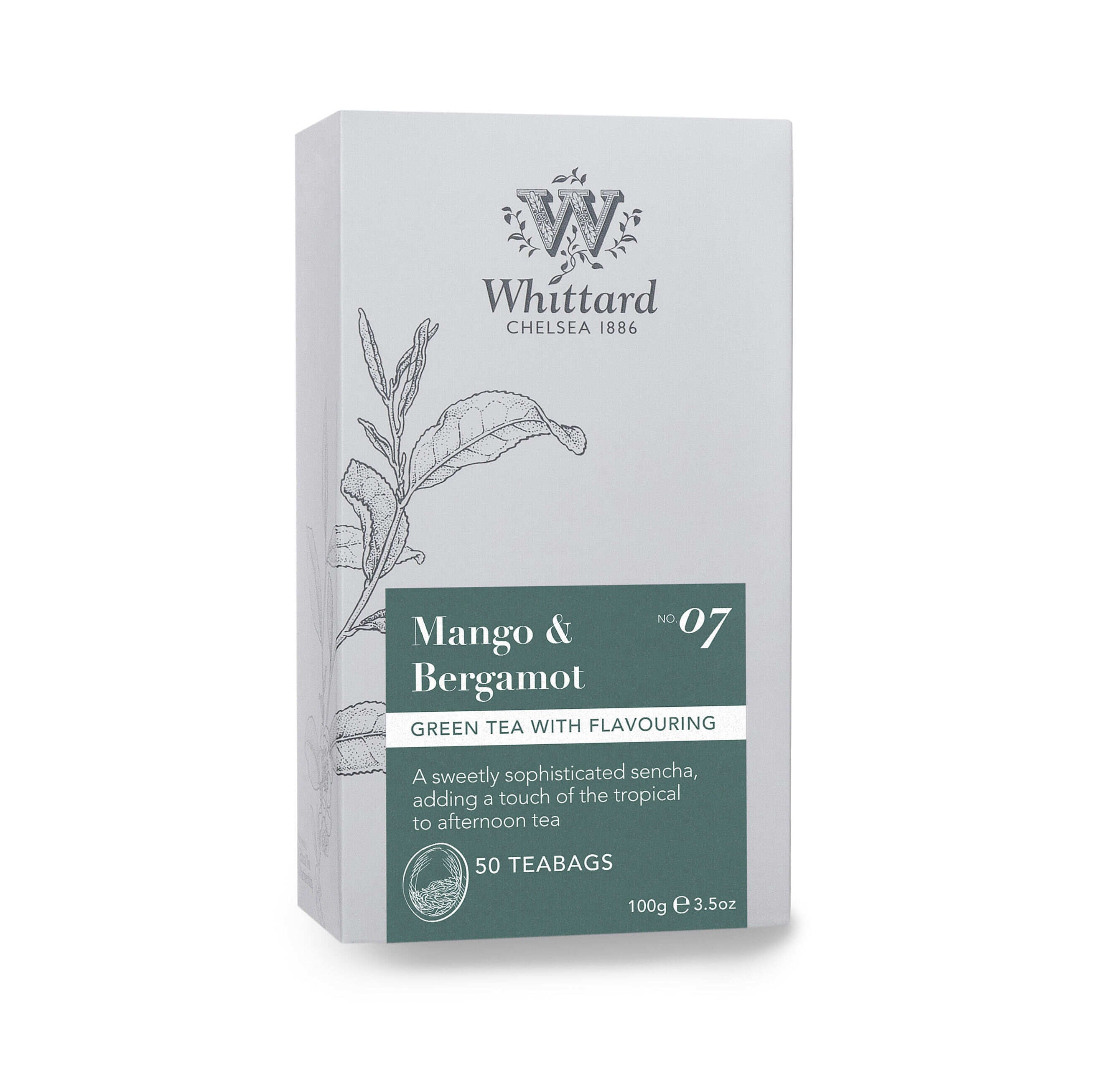 Whittard mango bergamot green tea teabags 50 pack (British brand)