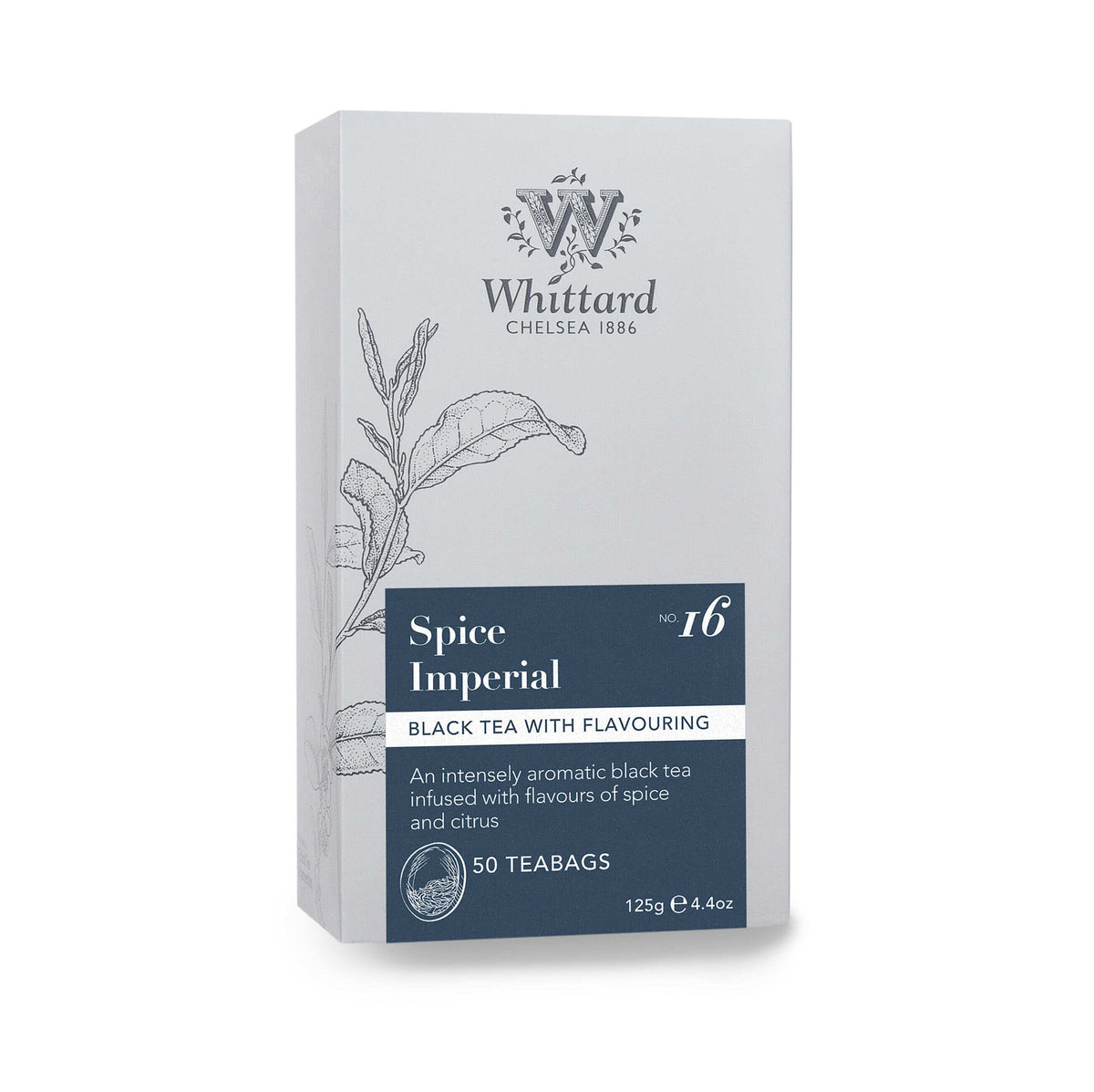 Whittard Spice Imperial black tea 50 teabags 125g, imported from the UK