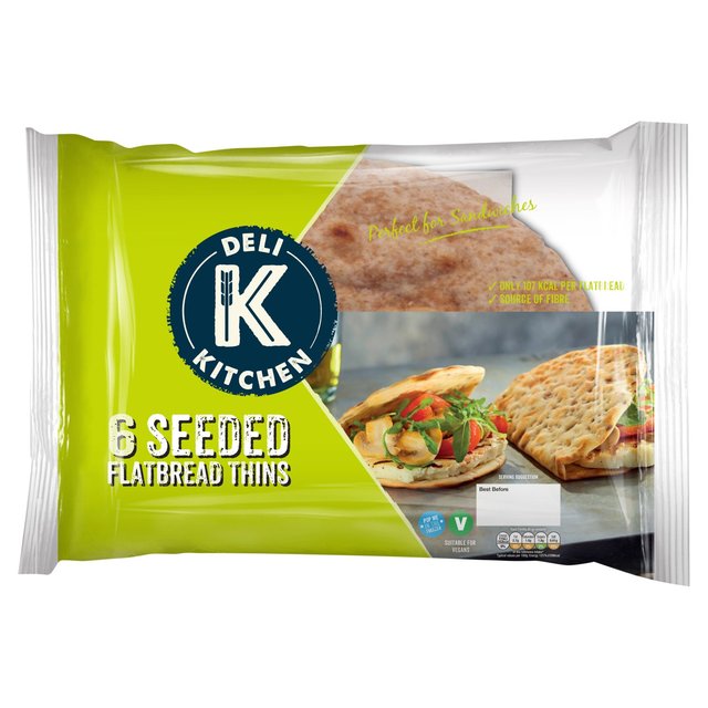 Deli Kitchen Seeded Folded Flatbread Thins   6 per pack GOODS M&S   