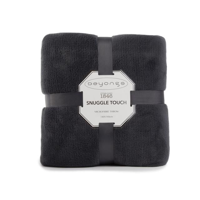 Deyongs Snuggle Touch Fleece Charcoal Throw GOODS M&S   