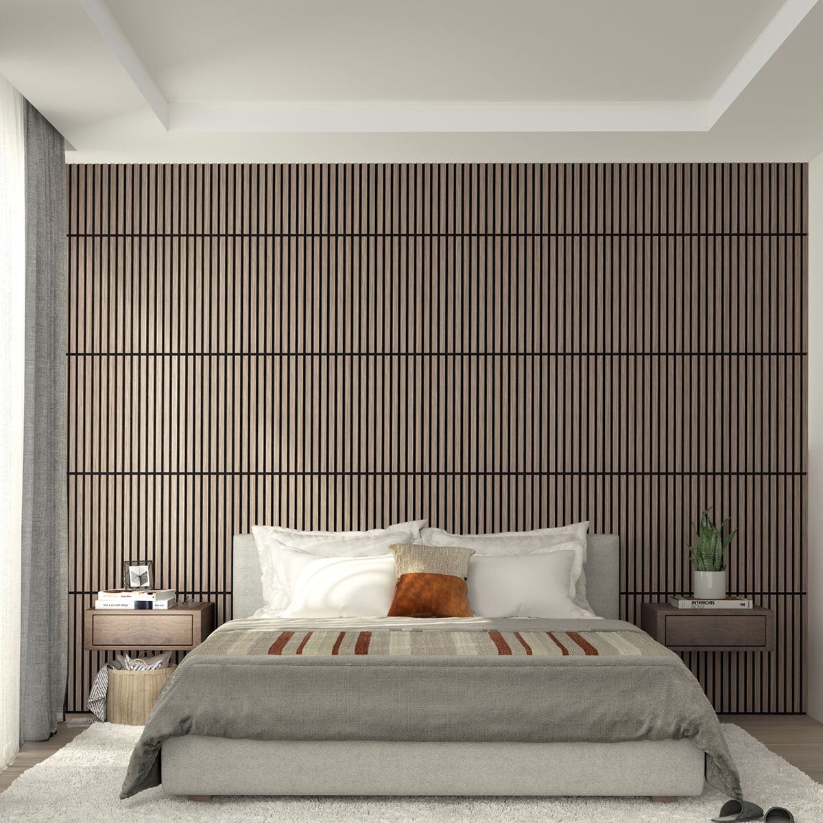 Artika acoustic wall panels Walnut and Black 4-pack, imported from the UK