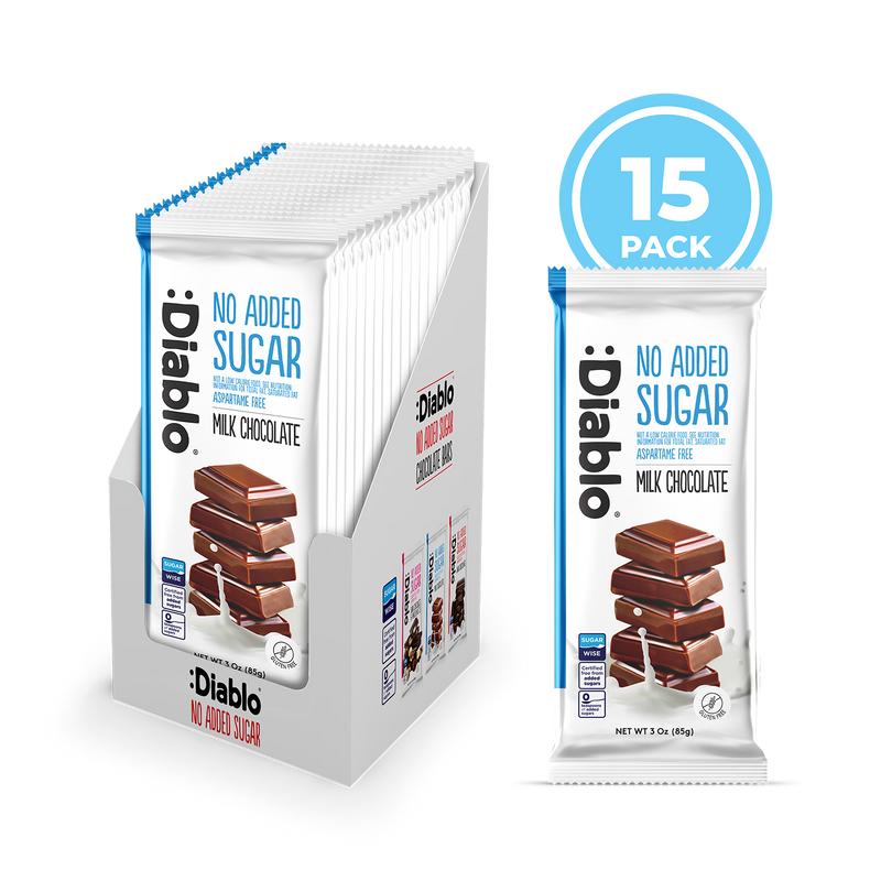 Diablo no added sugar milk chocolate bar 85g pack of 15 (British brand)