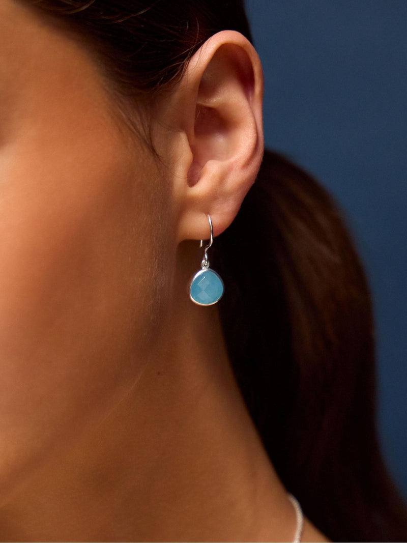 Accessorize blue quartz drop earrings sterling silver UK version