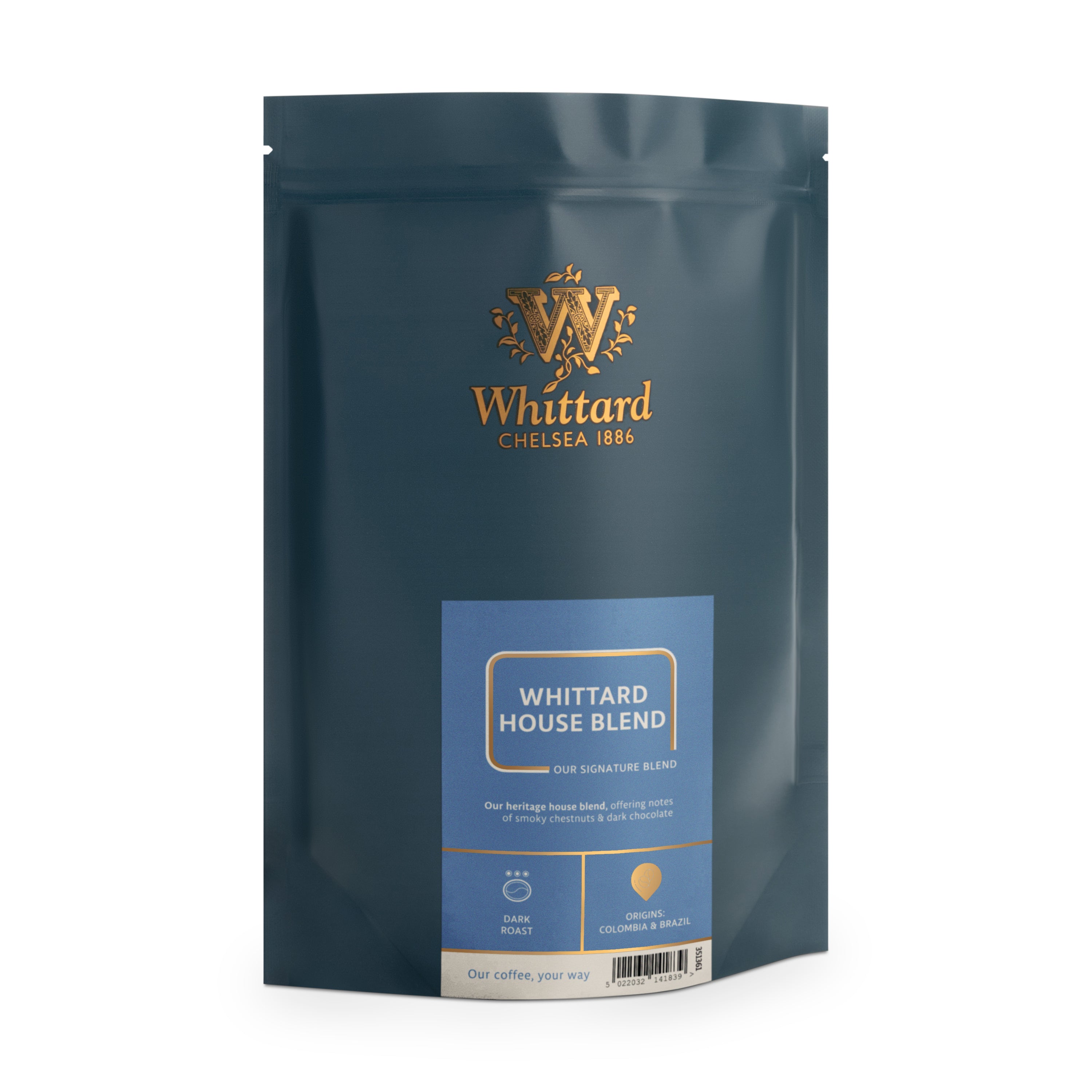 Whittard House Blend dark roast coffee, 100% Arabica - British product