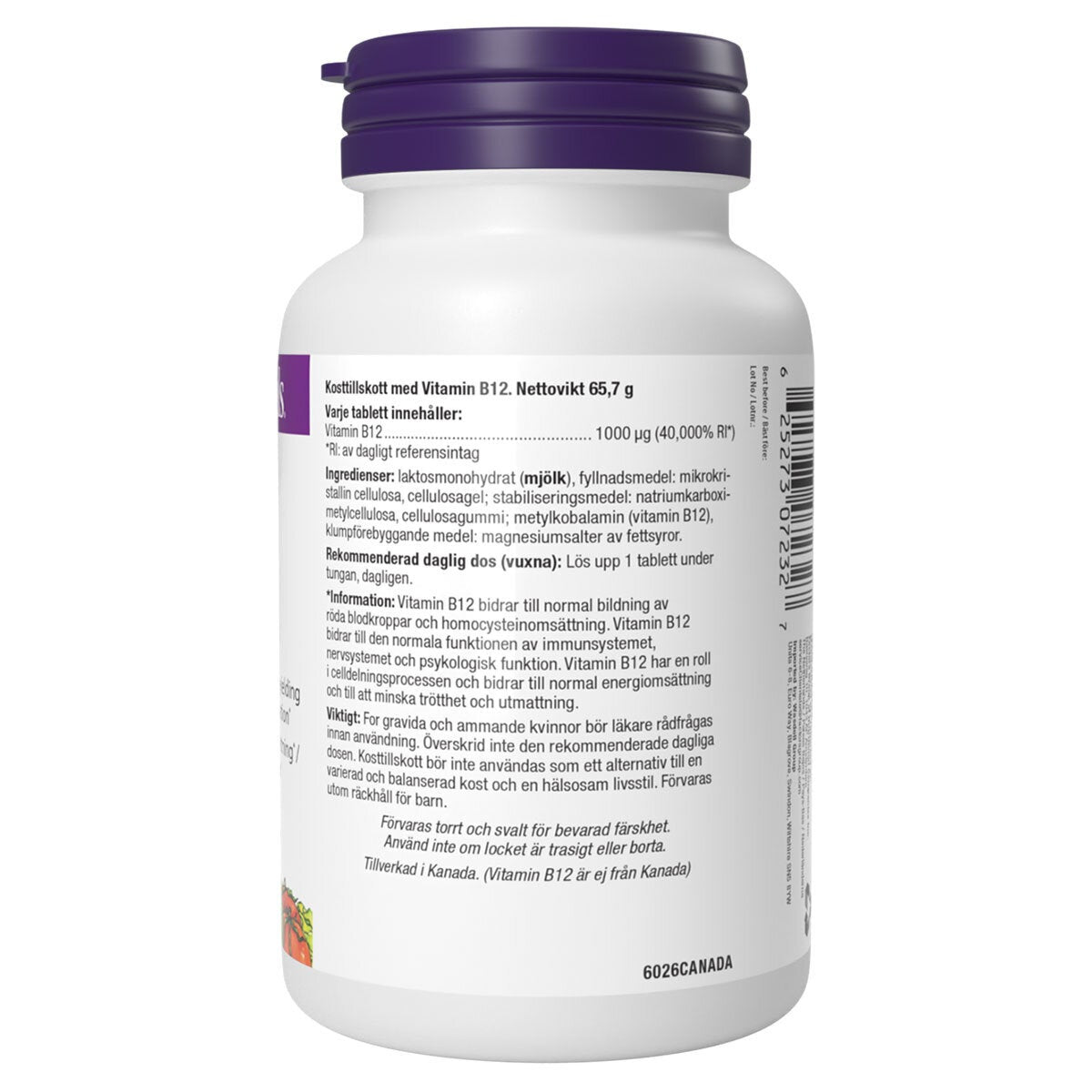 Webber Naturals B12 1000mcg sublingual tablets 365 count, UK version
