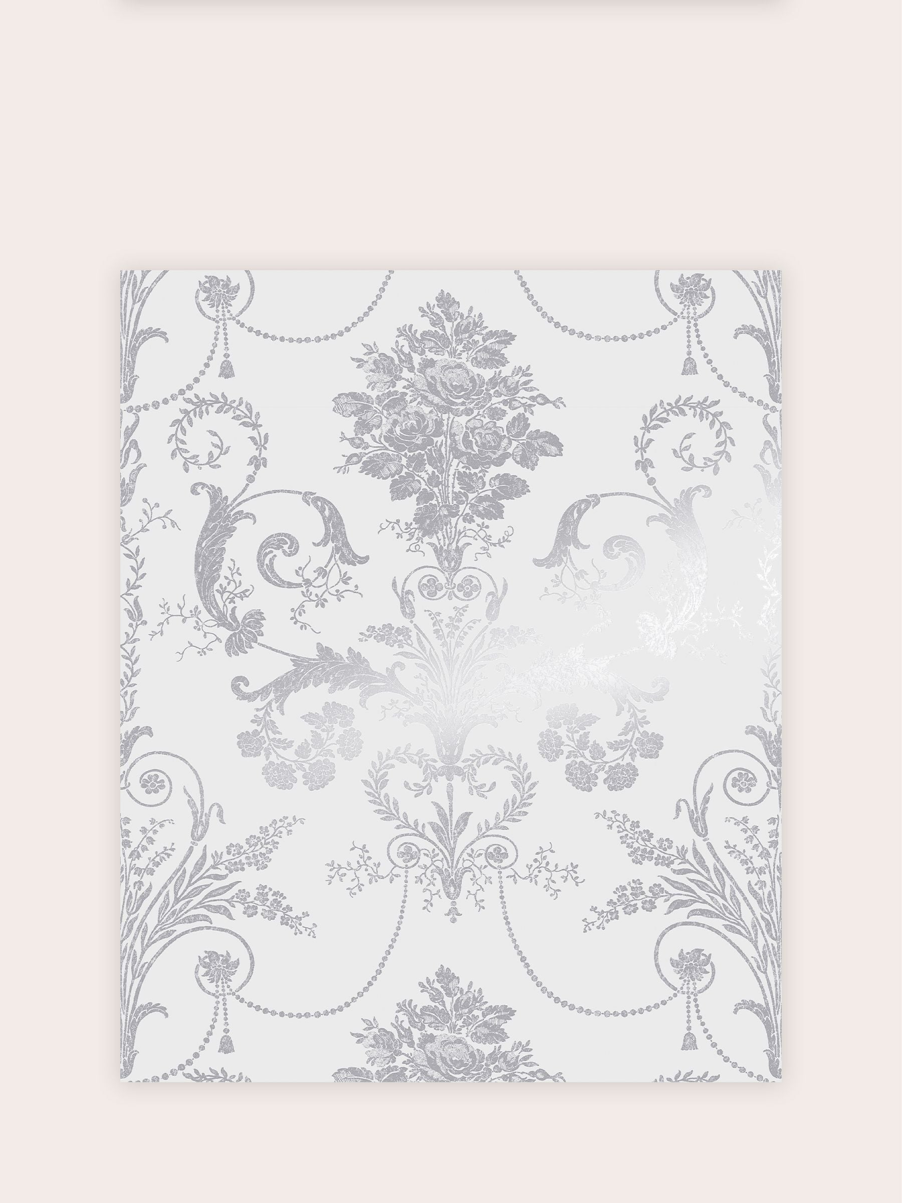 Laura Ashley wallpaper sample Silver Josette A4, imported from the UK