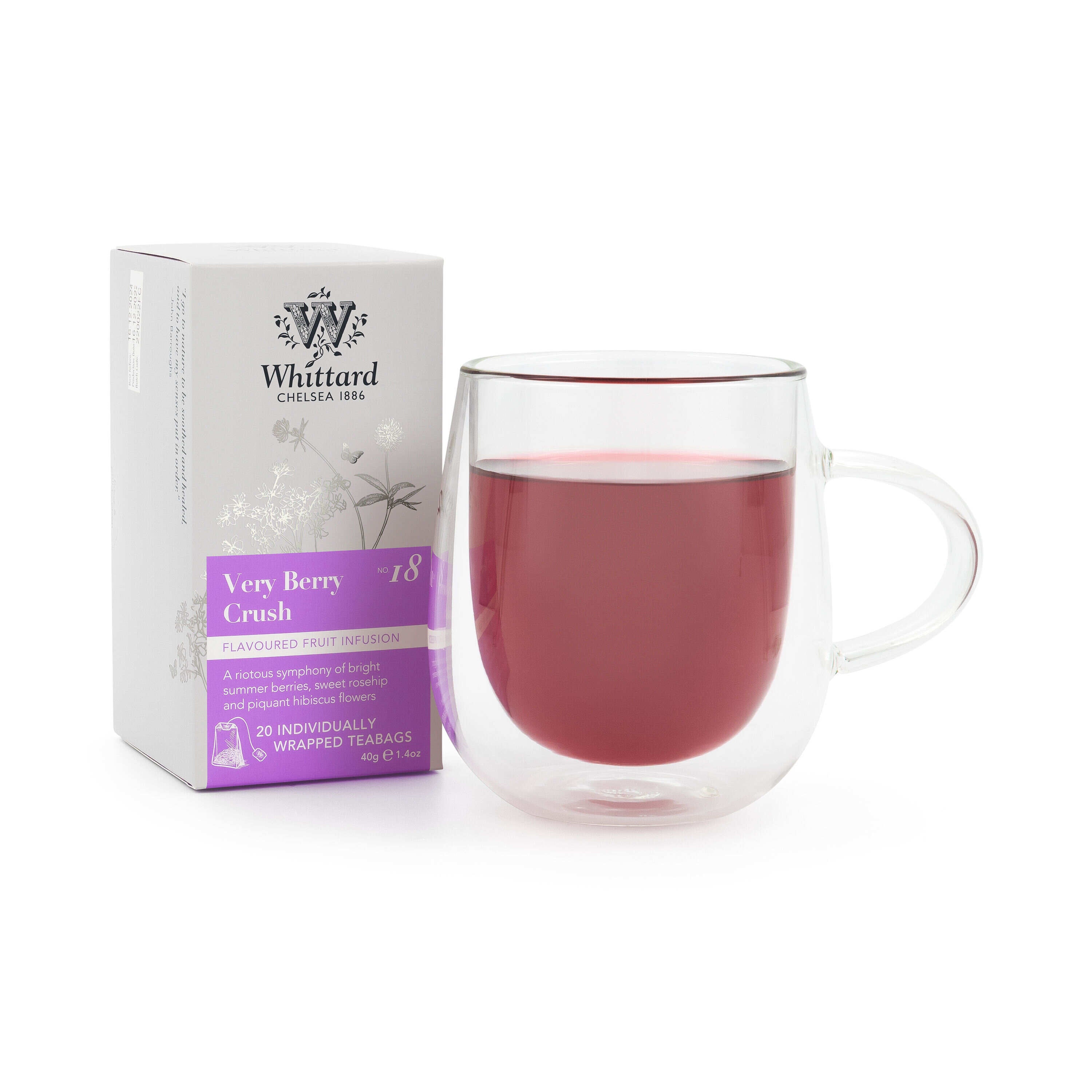 Whittard Very Berry Crush fruit infusion teabags 20 count, UK version
