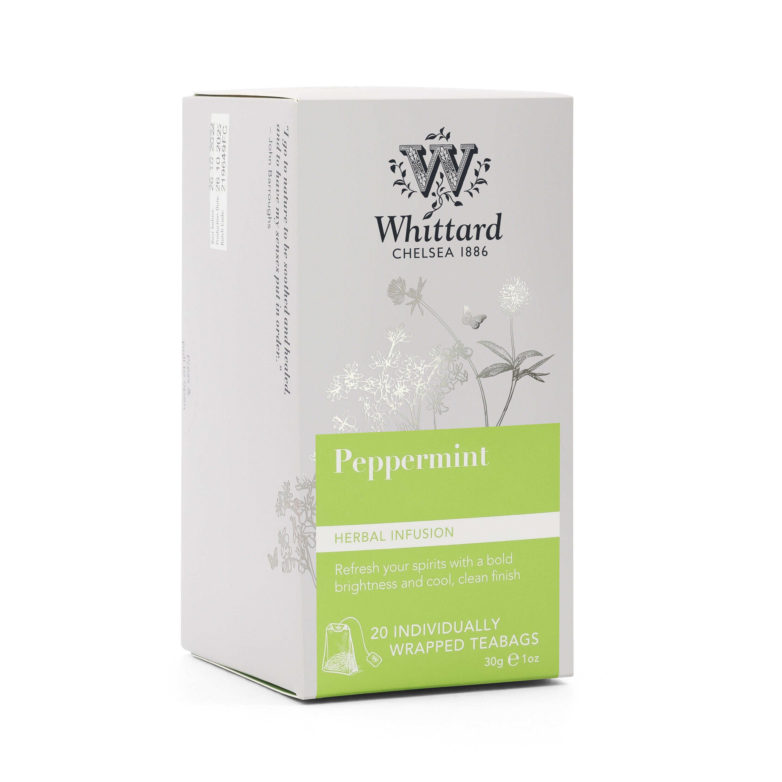 Whittard Peppermint Infusion 20 teabags 30g (British brand)