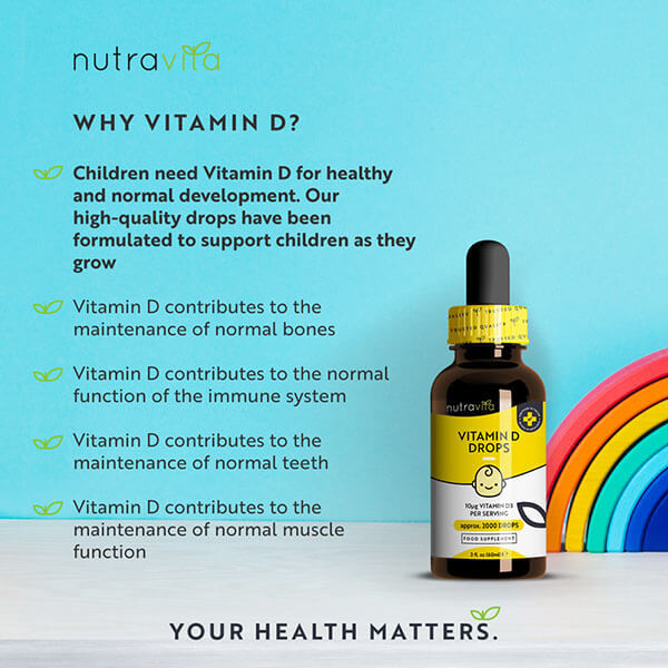 Nutravita Vitamin D3 Drops for Kids 60ml 400IU/10µg per Drop GOODS Superdrug   