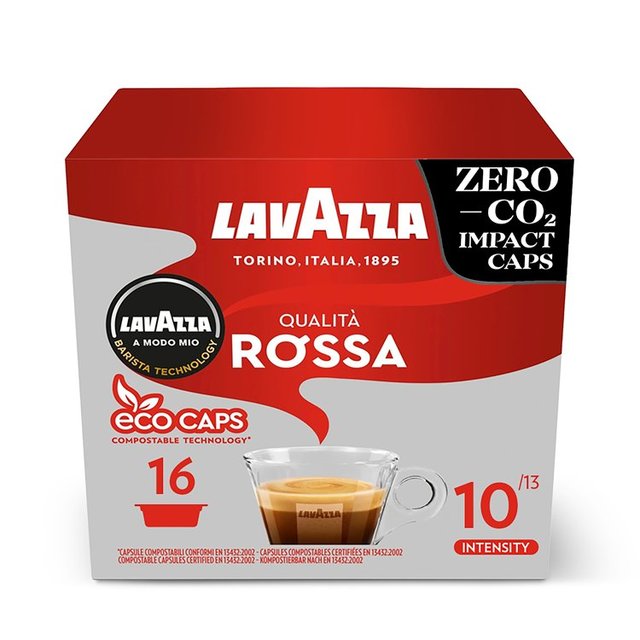 Lavazza A Modo Mio Compostable Qualita Rossa Coffee Capsules   16 per pack