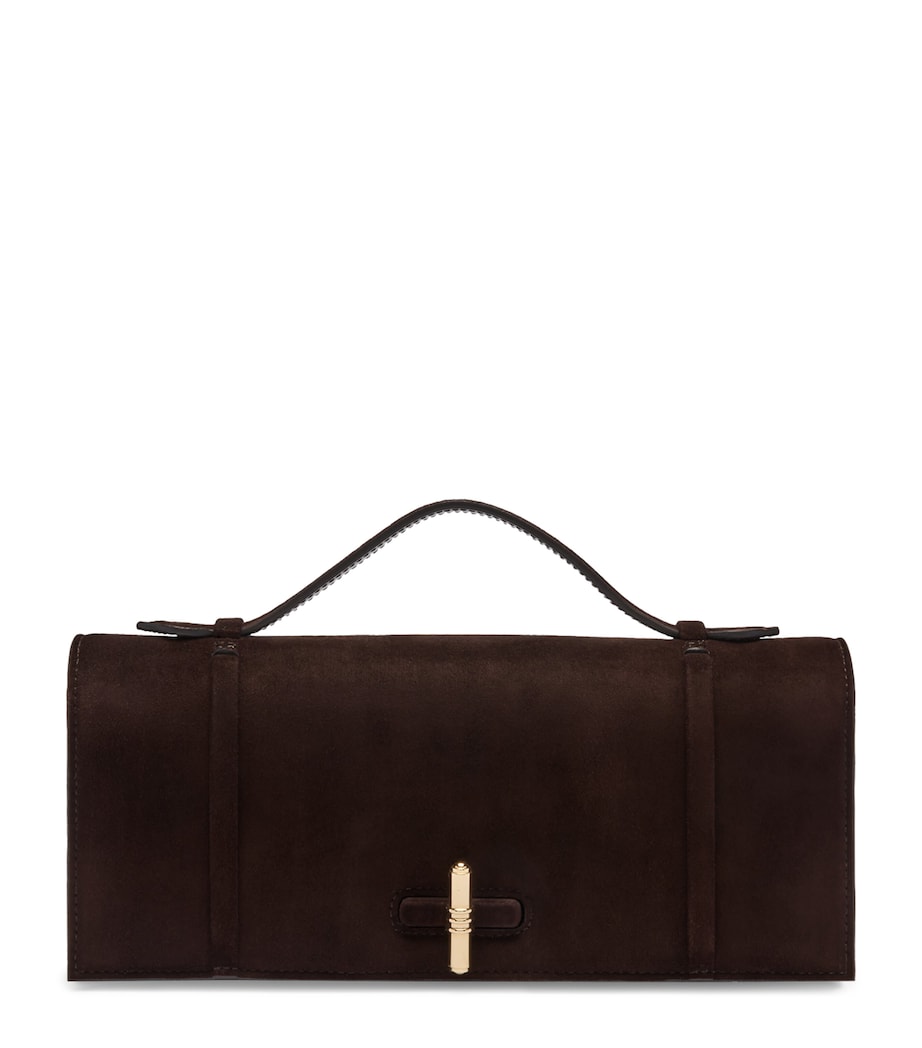 Malone Souliers suede May clutch bag, imported from the UK