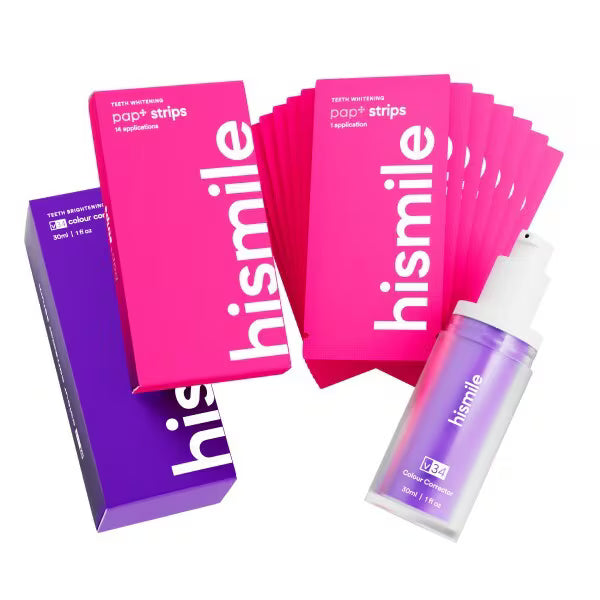Hismile whitening bundle with V34 serum and PAP+ Strips, UK version