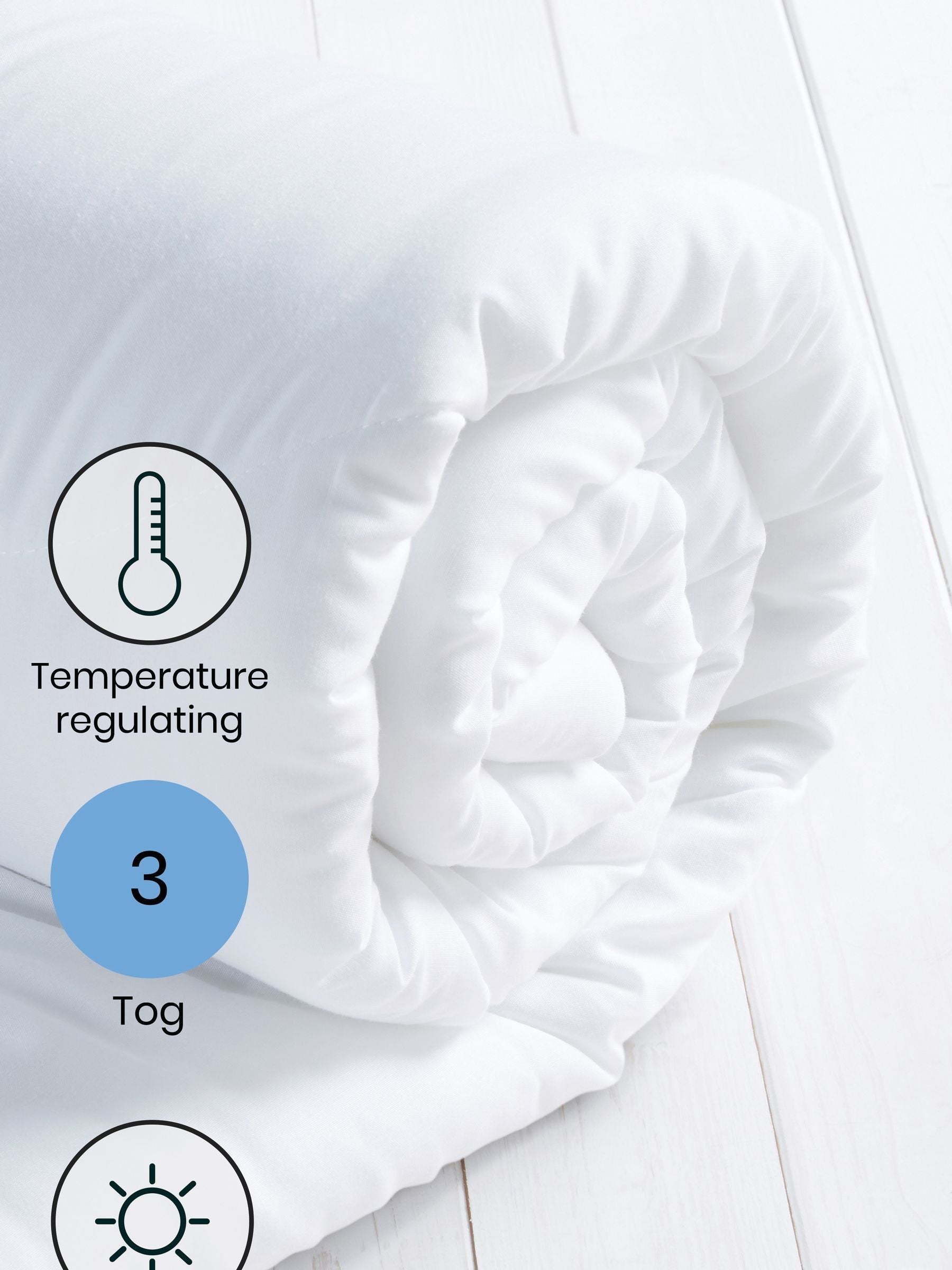 Temperature regulating 3 tog duvet (British brand)
