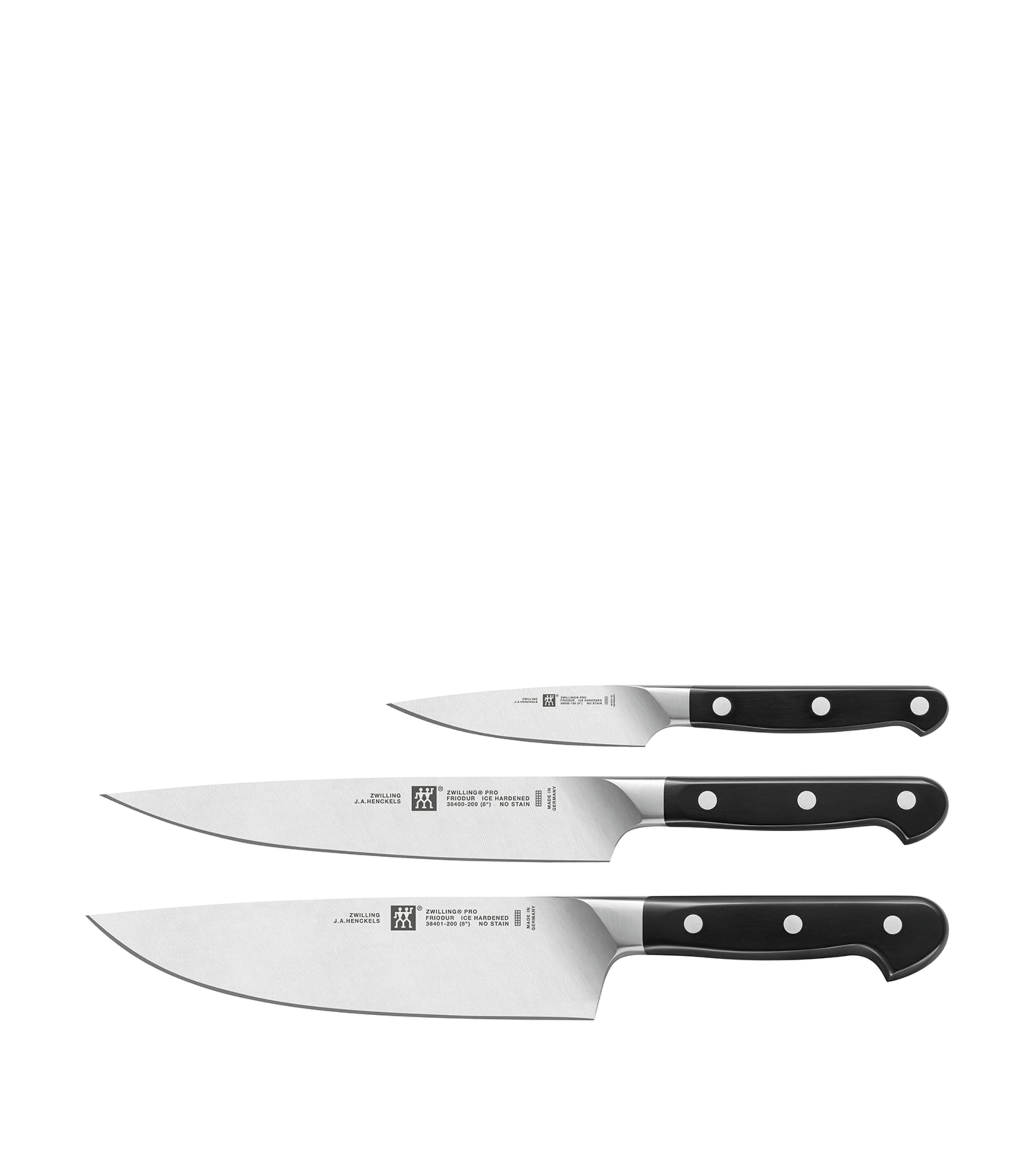 Zwilling Pro stainless steel 3-piece knife set (British brand)