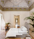 King Size Flat Sheet in Egyptian Cotton with Triple Embroidered Stripe