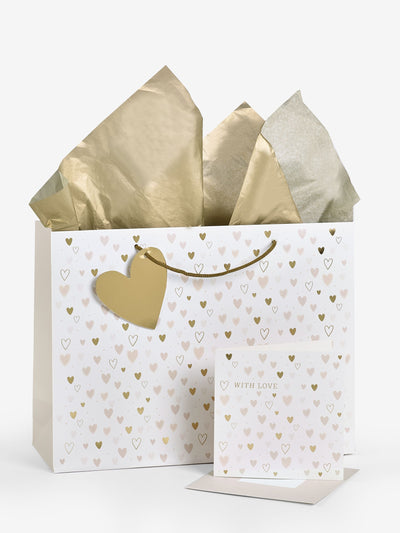 Neste Natural Hearts gavepose og kortsett 28x37x13cm