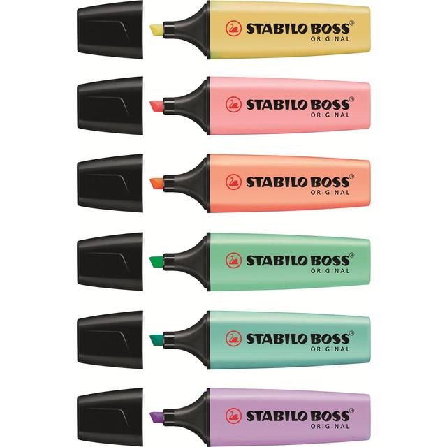 STABILO BOSS ORIGINAL Pastel Highlighter wallet of 4 assorted colours    4 per pack GOODS M&S   