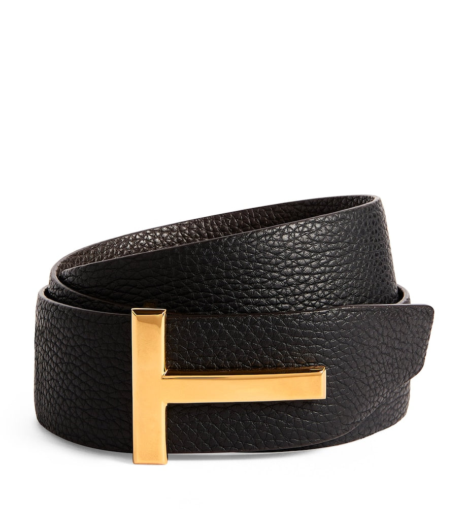 TOM FORD leather reversible T Icon belt, imported from the UK