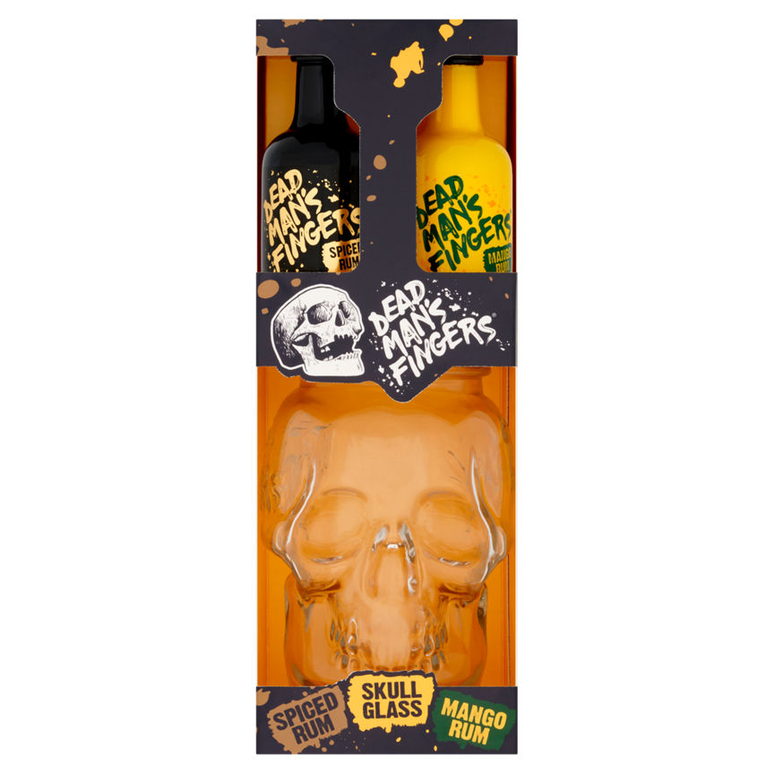 Dead Man's Fingers Spiced & Mango Rum and Skull Glass